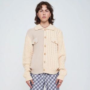 Yitai (YTG) 
Textured Merino Wool Panel Knit Jacket